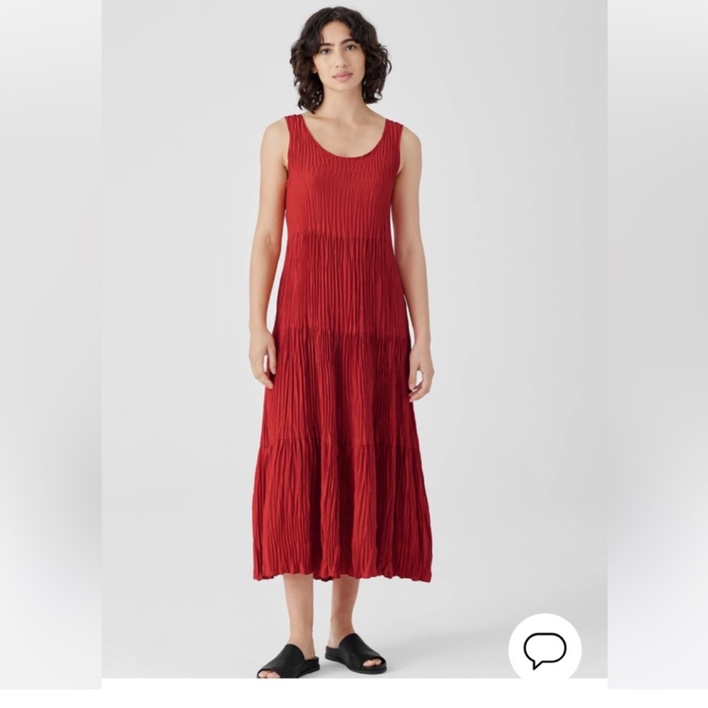 NWT Eileen Fisher Crushed Silk Tiered Dress